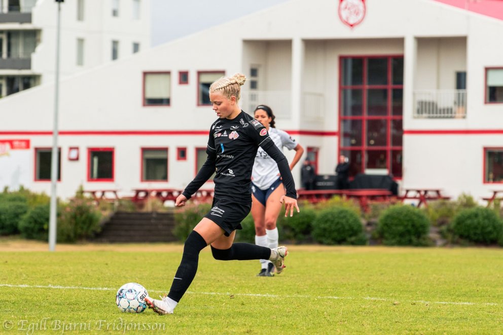 Ísfold Marý Sigtryggsdóttir í lokaleik Íslandsmótsins í sumar, gegn Keflavík. Mynd: Egill Bjarni Fri…