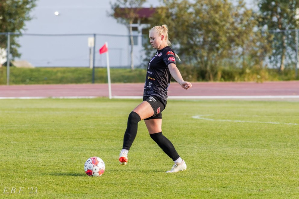 Jakobína Hjörvarsdóttir skoraði beint úr aukaspyrnu af um 40 metra færi í gær. Hún fer nú í landslið…