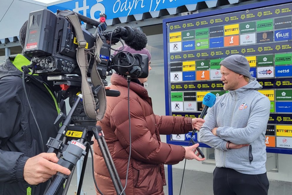 Pétur Heiðar Kristjánsson, betur þekktur sem Peddi, í viðtali við Stöð 2 sport fyrir leik í gær.
