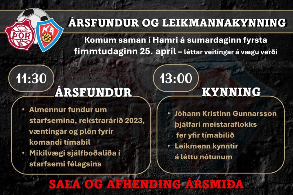 Sumardagurinn fyrsti: Ársfundur, leikmannakynning, árskortasala