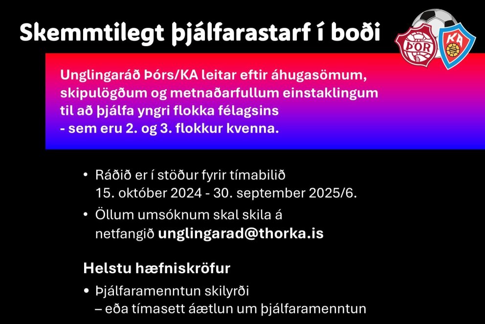 Þór/KA auglýsir eftir þjálfurum yngri flokka félagsins