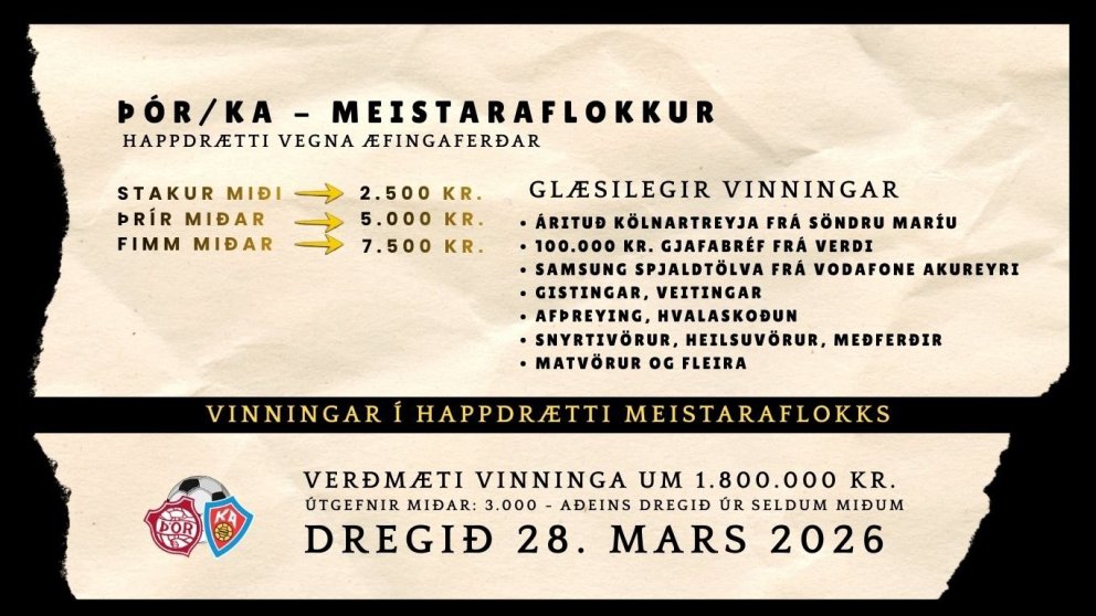 Happdrætti meistaraflokks - vinningaskráin