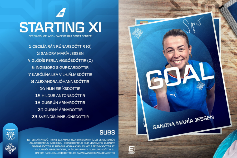 Sandra númer þrjú, skoraði á þriðju mínútu. Myndirnar eru af Facebook-síðu KSÍ.