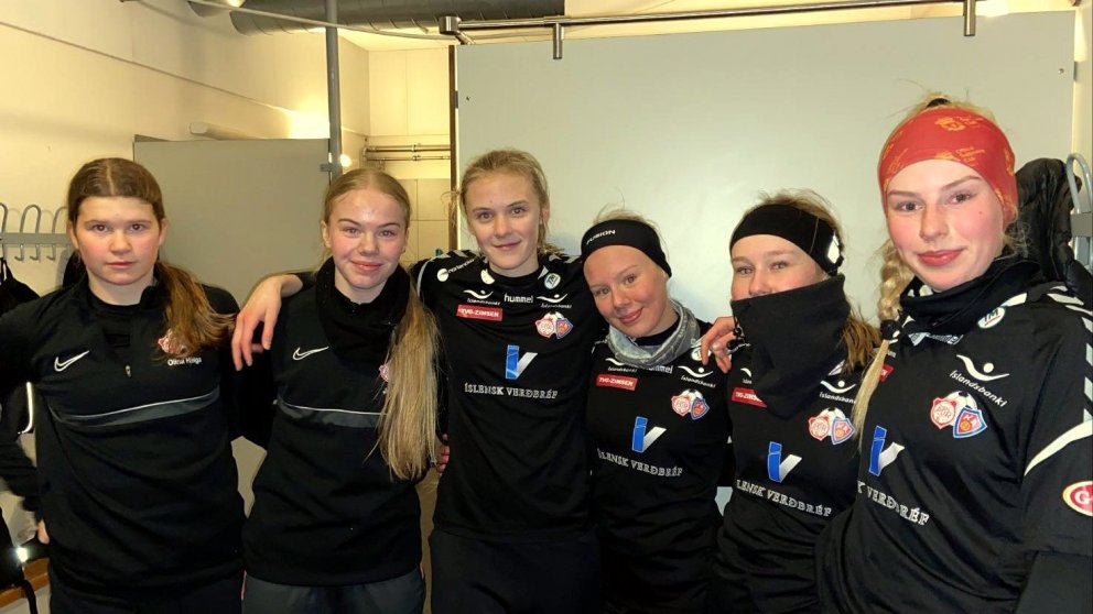 Markaskorarar kvöldsins, frá vinstri: Ólína Helga Sigþórsdóttir, Júlía Margrét Sveinsdóttir, Emilía …
