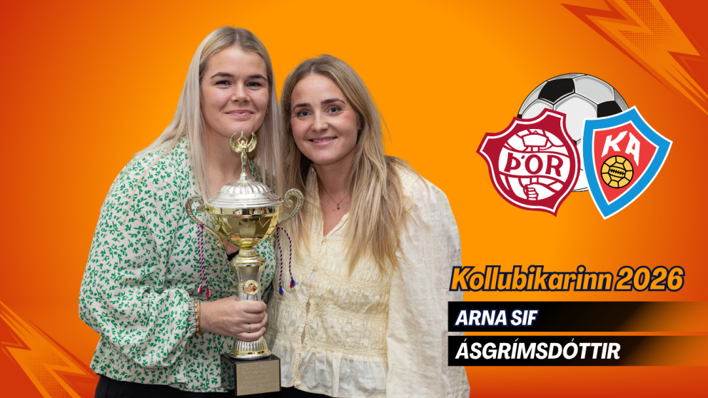 Arna Sif Ásgrímsdóttir, handhafi Kollubikarsins 2026, og Ágústa Kristinsdóttir, vinkona, þjálfari og&hellip;