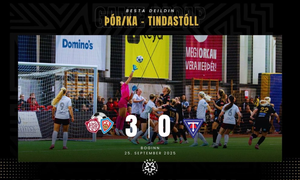 Þriðja markið í uppsiglingu. Kimberley Dóra Hjálmarsdóttir einhvers staðar þarna á bakvið þvöguna ti…