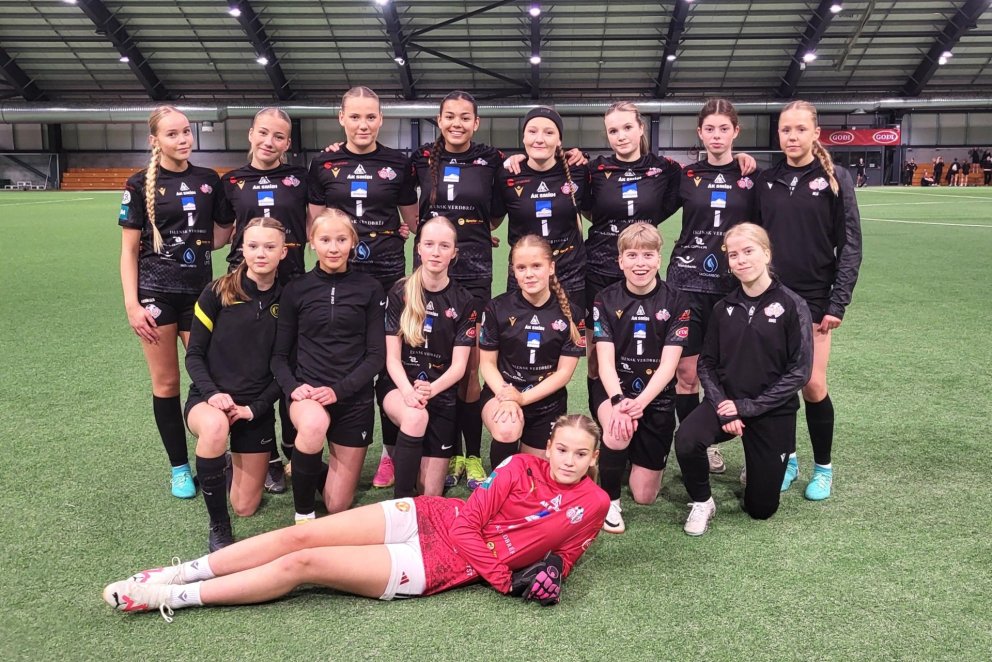 Hópurinn eins og hann var skipaður í leiknum í gær.  Aftari röð frá vinstri: Katrín Lilja Árnadóttir…