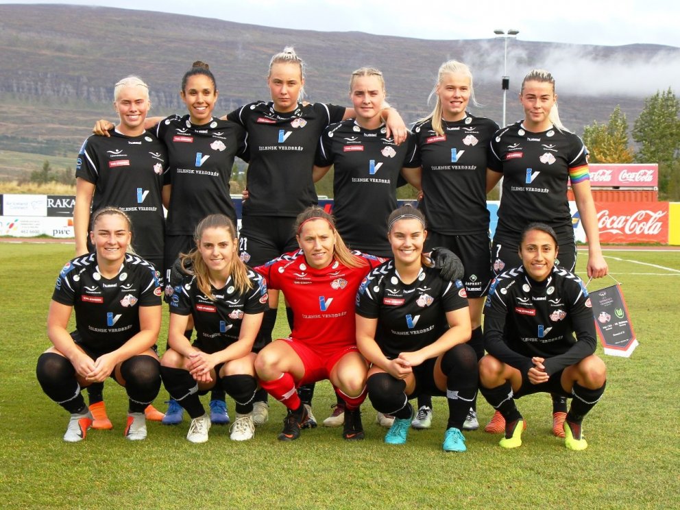 Byrjunarliðið hjá Þór/KA gegn VfL Wolfsburg á Þórsvellinum 12. september 2018. Ágústa er þriðja frá …