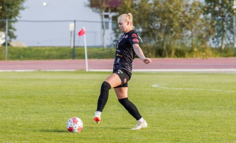 Jakobína Hjörvarsdóttir skoraði beint úr aukaspyrnu af um 40 metra færi í gær. Hún fer nú í landslið…