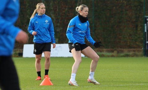 Sandra María á æfingu með landsliðinu. Myndin er af Facebook-síðu KSÍ.