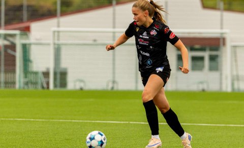 Afmælisbarn dagsins, Amalía Árnadóttir, í leiknum gegn Fram 7. ágúst. Mynd: Ármann Hinrik.