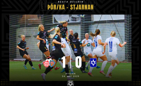 Sandra María Jessen skallar að marki Stjörnunnar í gær. Mynd: Ármann Hinrik.
- - -