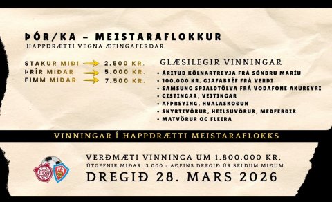 Happdrætti meistaraflokks - vinningaskráin