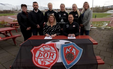 Dóra Sif Sigtryggsdóttir, formaður stjórnar Þórs/KA, og Jóhann Kristinn Gunnarsson, nýráðinn þjálfar…