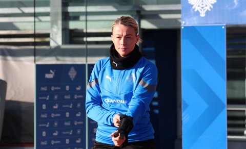 Sandra María Jessen á æfingu með A-landsliðinu. Mynd: KSÍ.
- - -