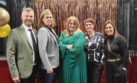 Næstum öll stjórn Þórs/KA á lokahófinu í gærkvöld. Frá vinstri: Birgir Örn Reynisson, Kristín Elva V…