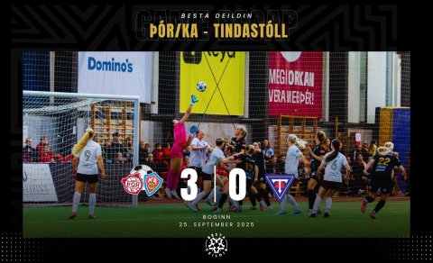 Þriðja markið í uppsiglingu. Kimberley Dóra Hjálmarsdóttir einhvers staðar þarna á bakvið þvöguna ti…