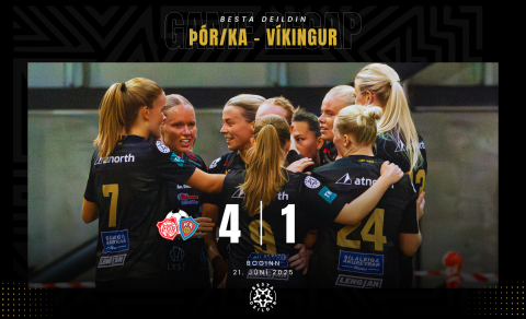 Leikmenn Þórs/KA fagna marki Agnesar Birtu Stefánsdóttur sem kom Þór/KA í 1-0. Mynd: Ármann Hinrik.
…