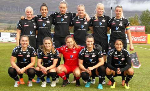 Byrjunarliðið hjá Þór/KA gegn VfL Wolfsburg á Þórsvellinum 12. september 2018. Ágústa er þriðja frá …