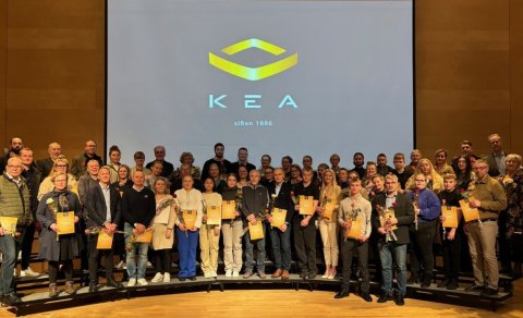 Fulltrúar styrkþega við athöfnina í Hofi í gær. Mynd: KEA.is.